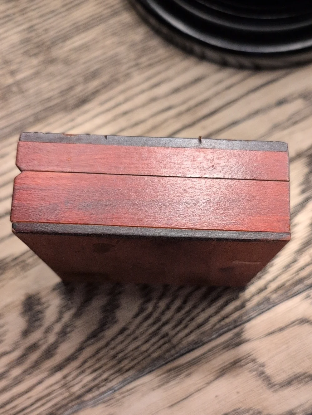 Vintage Square Hand Carved Wooden Accent Box Hinged Lid Trinket Box Brass Inlay